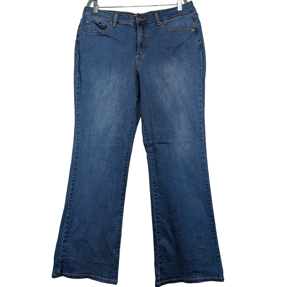 St Johns Bay Boot Cut‎ Jeans Womens Size 14 Blue Denim Stretch Classic Fit